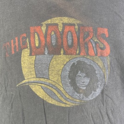 American Eagle The Doors Band Tee Shirt Size S Washed Grey Thrashed Grunge — front