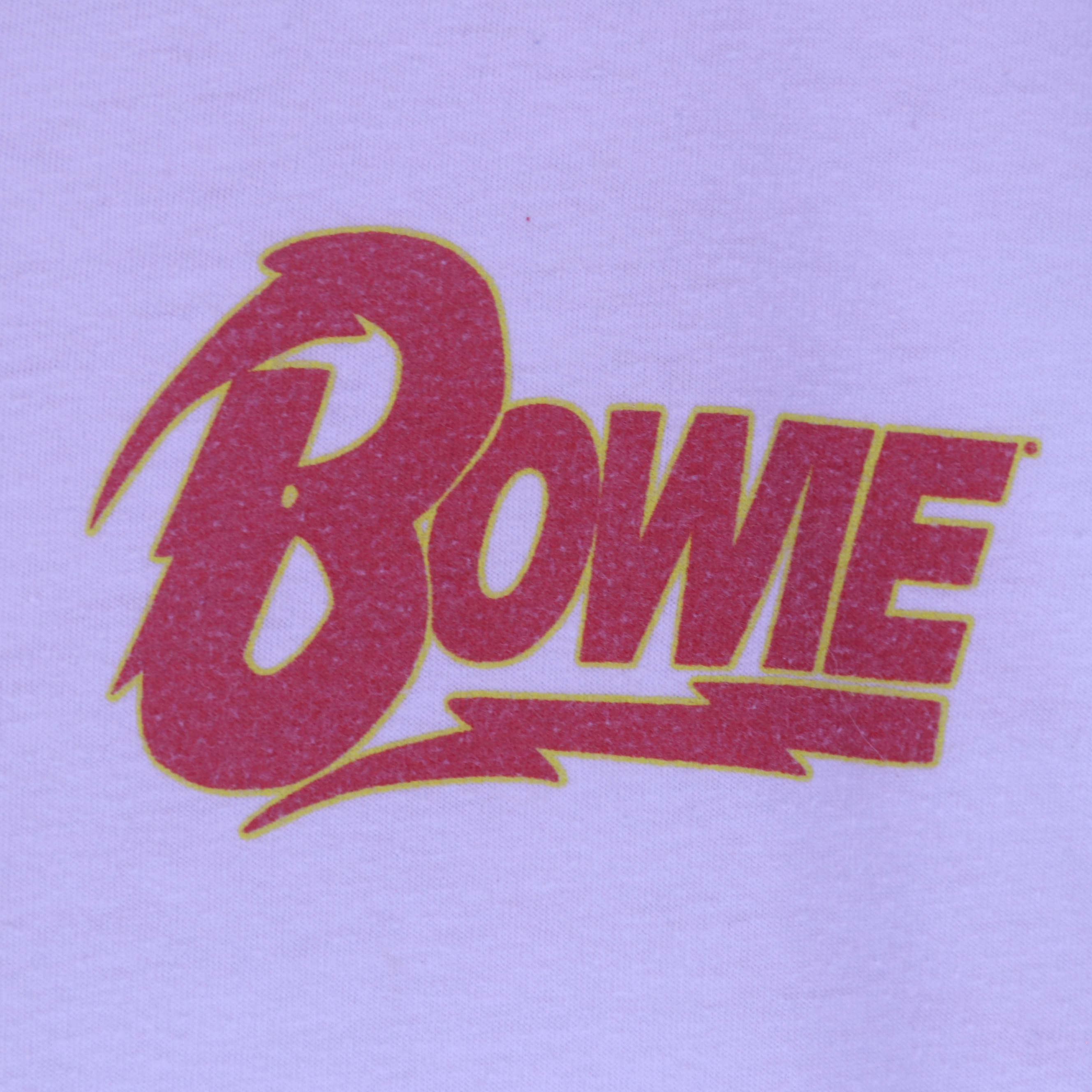 David Bowie Rebel Rebel Ringer T-Shirt White Navy Trim Size M — front
