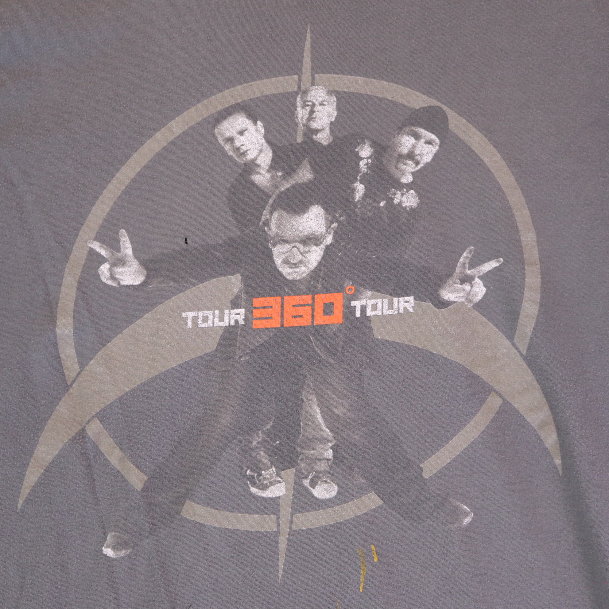 U2 360° Tour 2009 Concert T-Shirt Gray Band Tee Size L — front