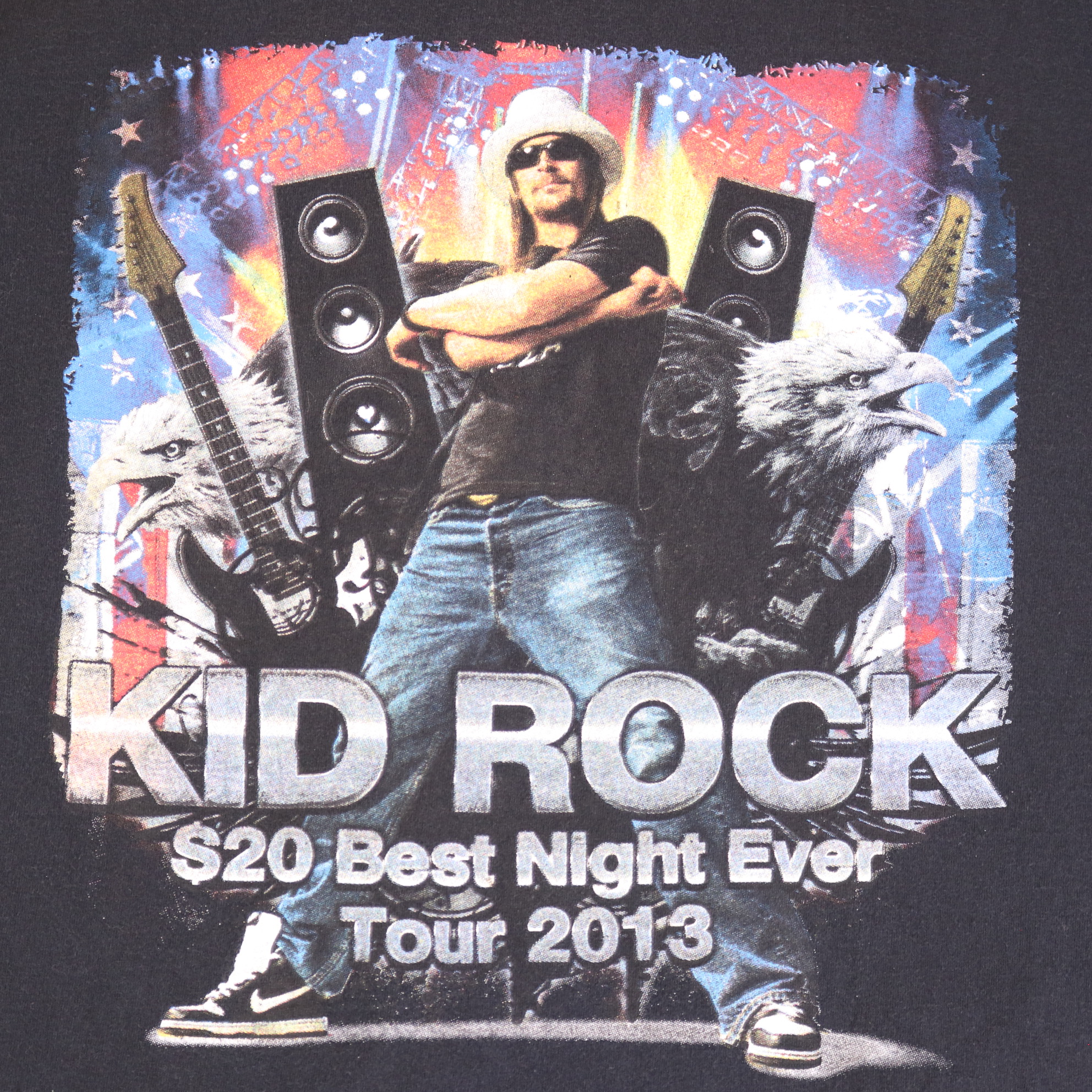 Kid Rock $20 Best Night Ever Tour 2013 Concert T-Shirt Black Size L — front