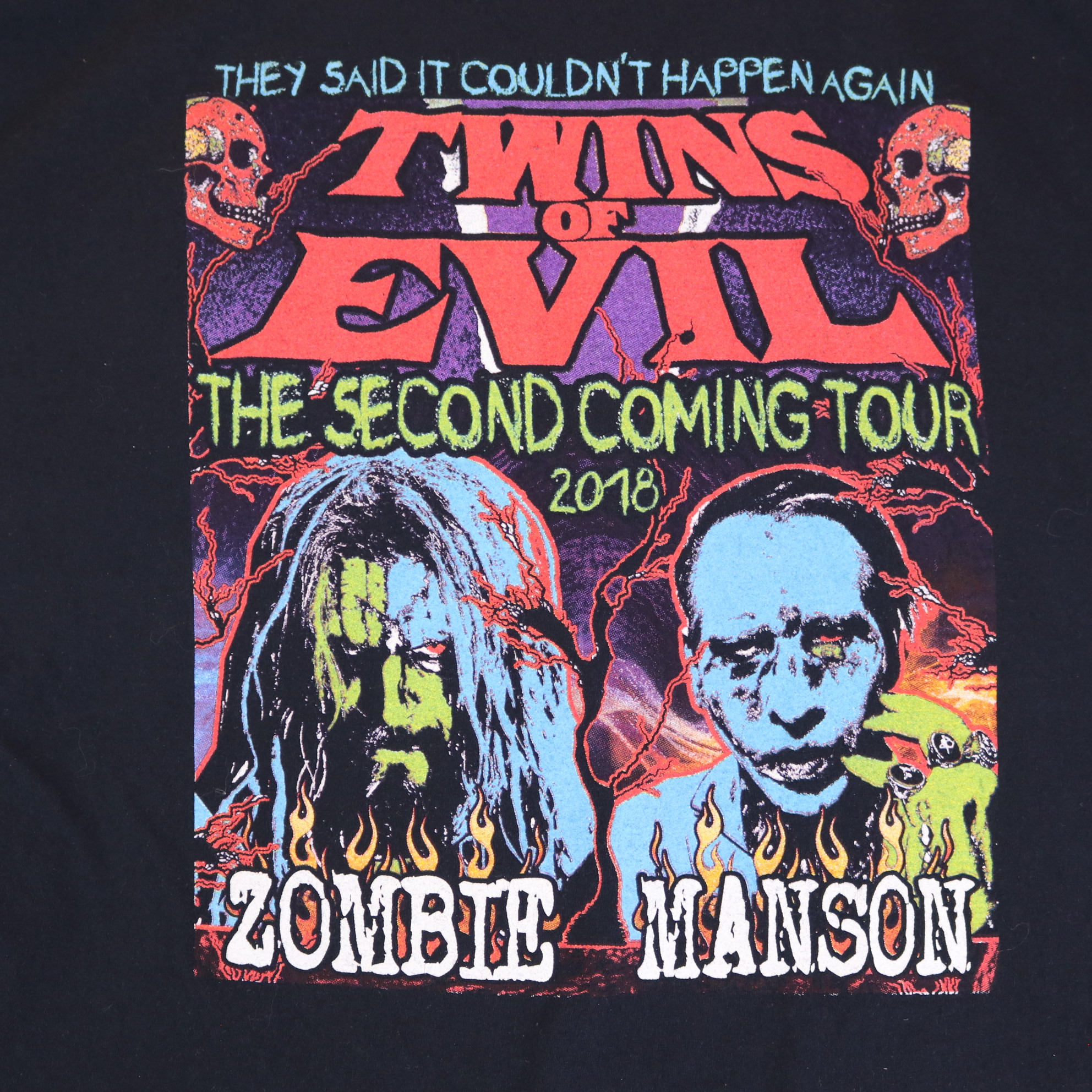 Rob Zombie & Marilyn Manson Twins of Evil Second Coming Tour 2018 T-Shirt XL — front